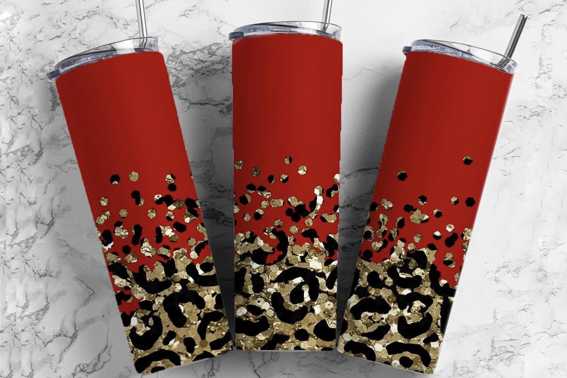 Red & Gold Cheetah Print Tumbler